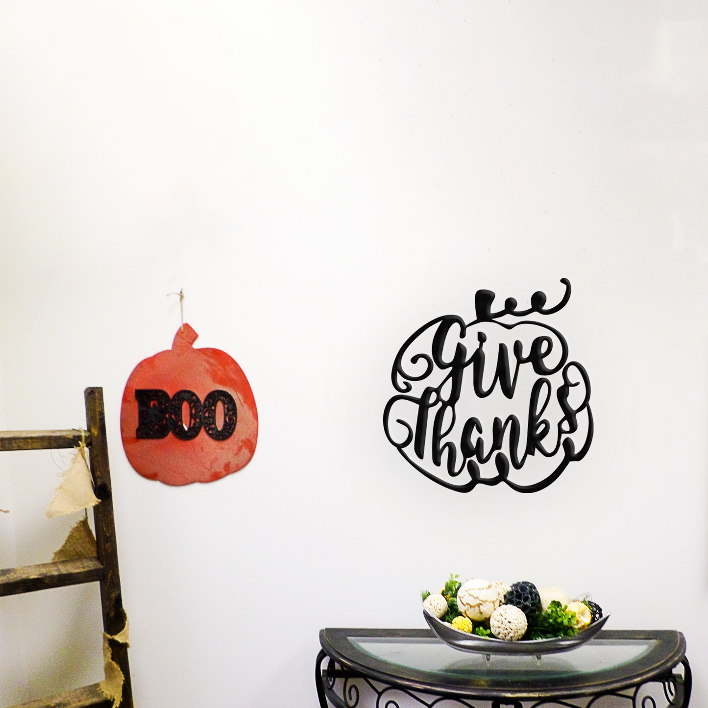 Give Thanks Pumkin With Background - Metal Wall Art - Badger Steel USA