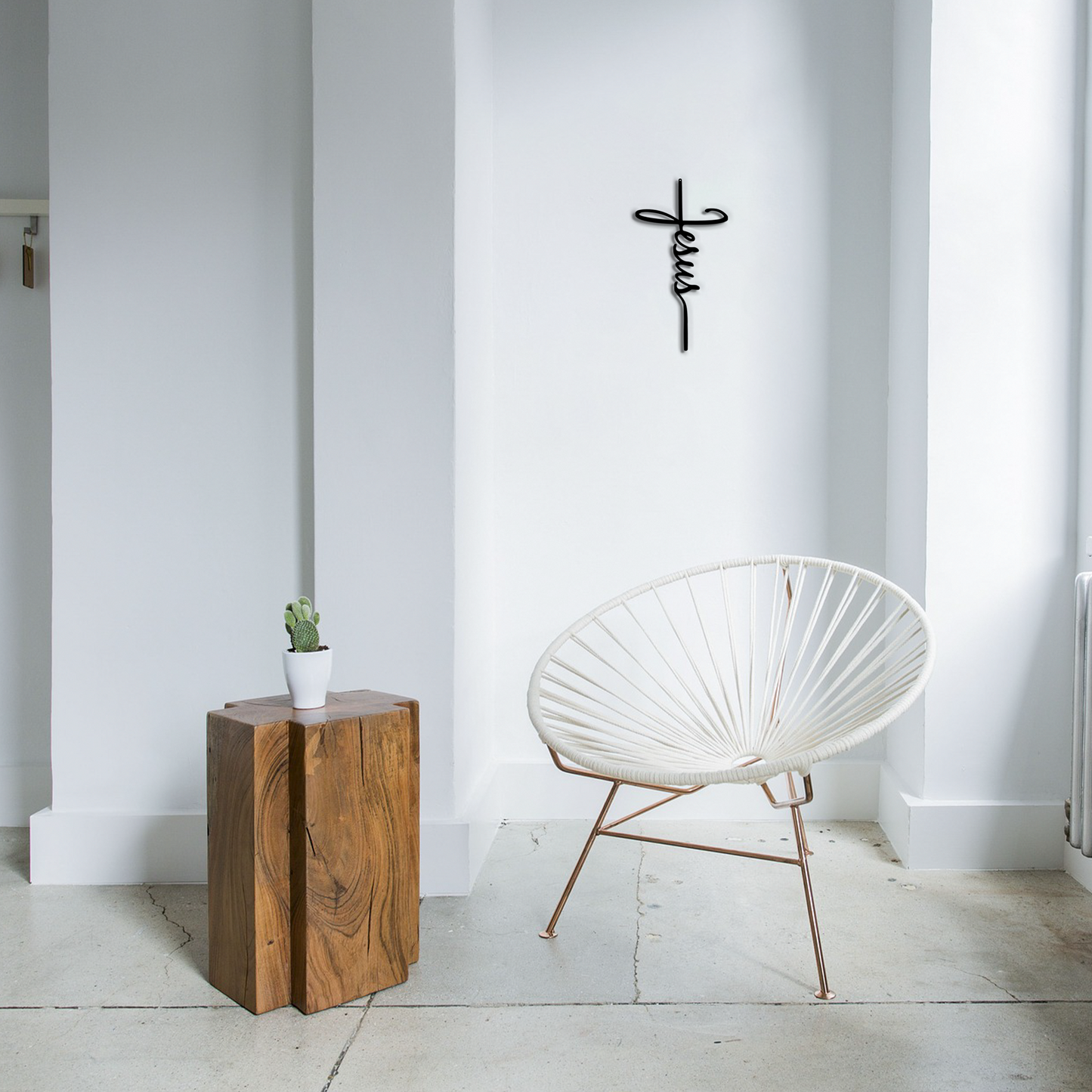 Jesus Cross - Metal Wall Art On Wall In a crevasse - Badger Steel USA