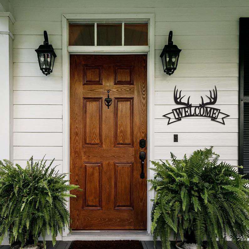 Welcome Antlers - Metal Wall Art