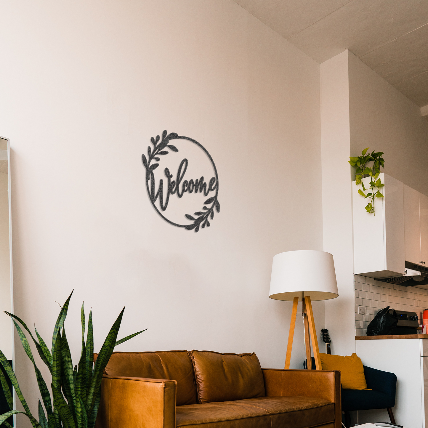 Welcome Floral - Metal Wall Art