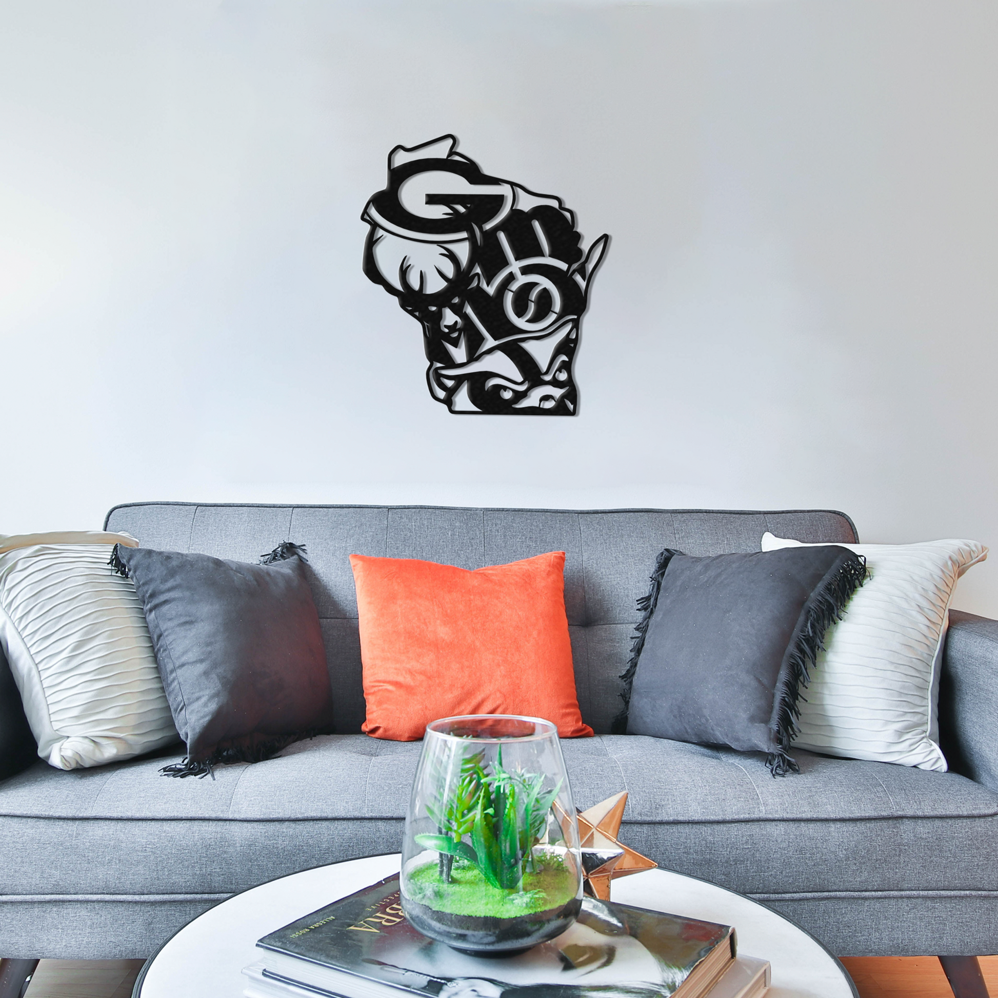 Wisconsin Sports Sign - Metal Wall Art Above A Couch - Badger Steel USA