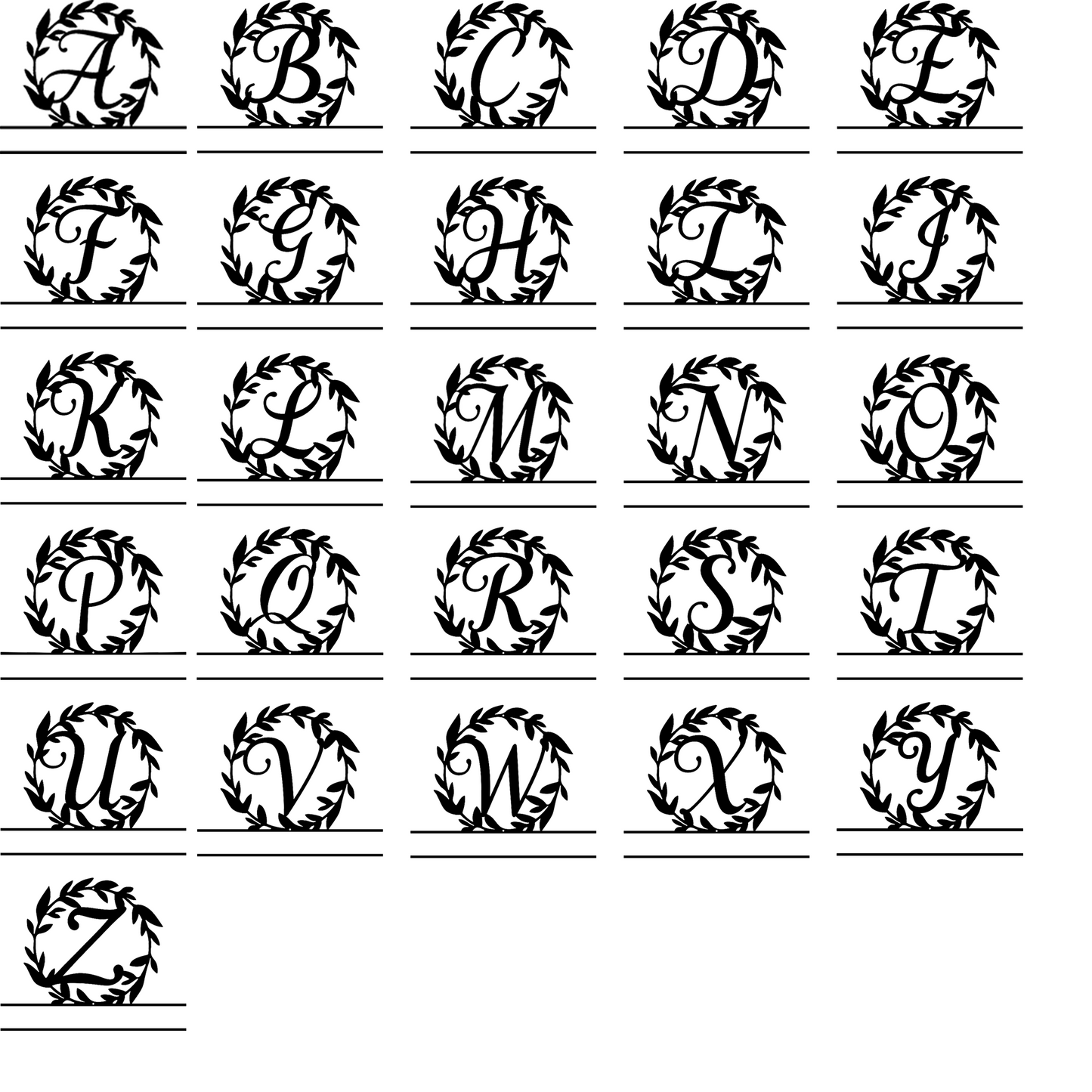 Wreath Monogram - Metal Wall Art