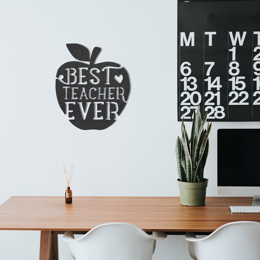 Best Teacher Ever Apple - Metal Wall Art