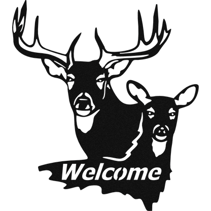 Buck and Doe Welcome - Metal Wall Art - Badger Steel USA