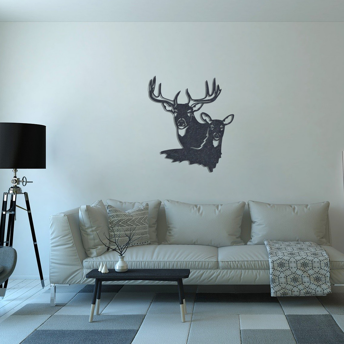 Buck and Doe Monogram - Metal Wall Art