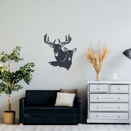 Buck and Doe Monogram - Metal Wall Art