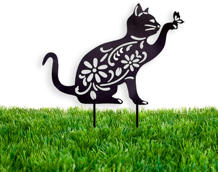 Cat Garden Stake - Metal Wall Art