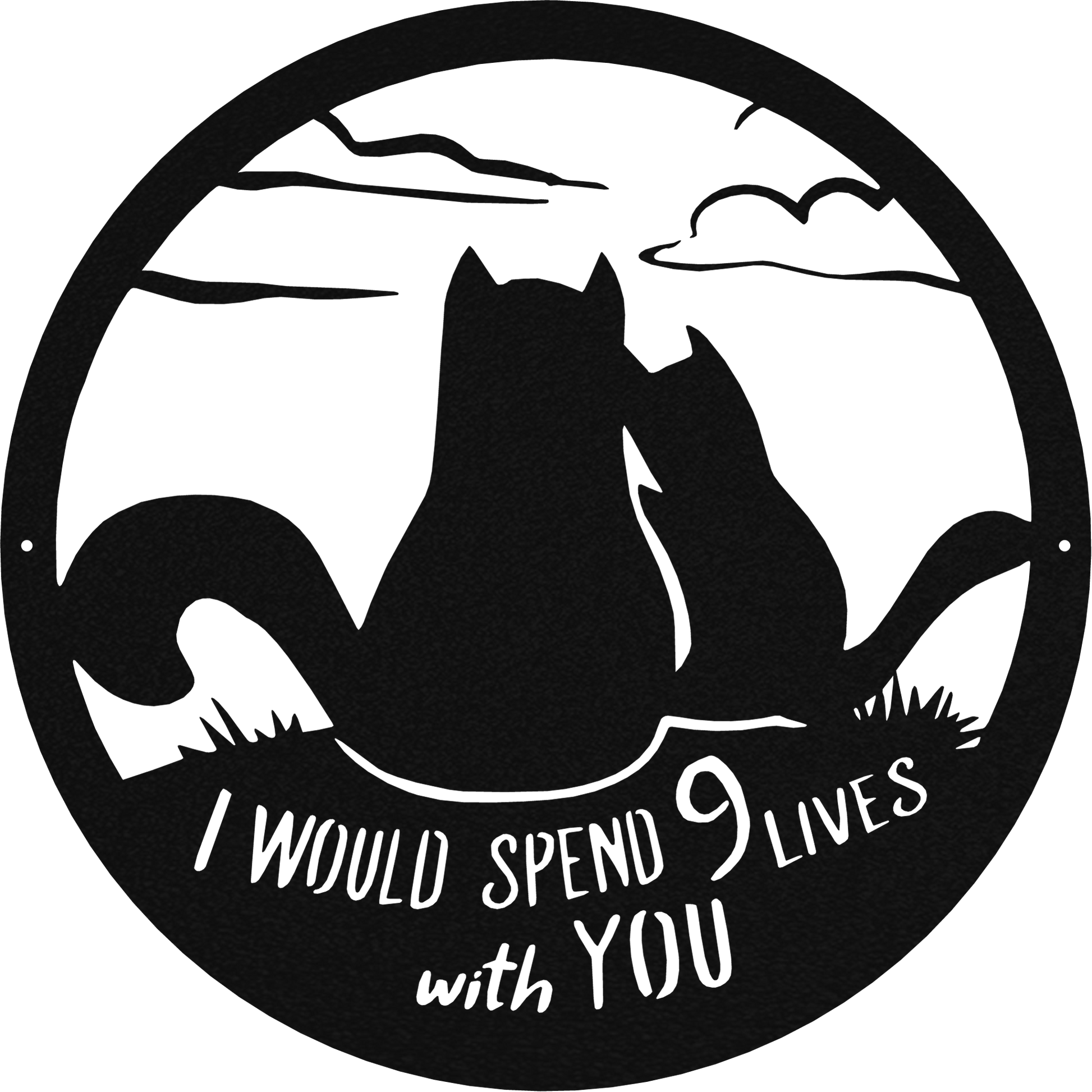 Cat 9 Lives - Metal Wall Art Black - Badger Steel USA