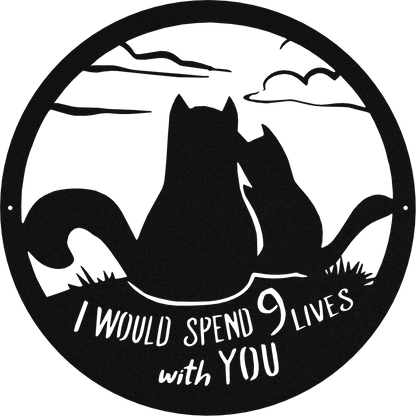 Cat 9 Lives - Metal Wall Art Black - Badger Steel USA