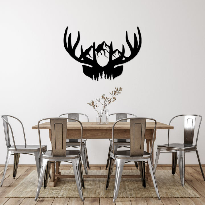 Deer Antler Mountains - Metal Wall Art