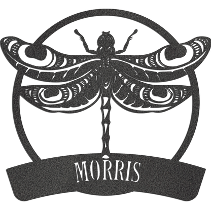 Dragonfly Monogram - Metal Wall Art
