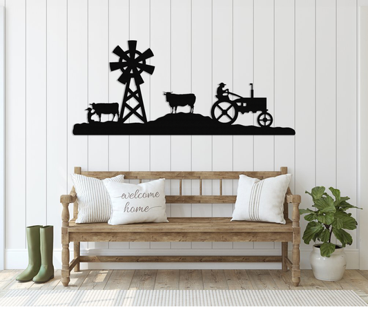 Farm Silhouette - Metal Wall Art