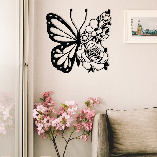 Floral Butterfly - Metal Wall Art