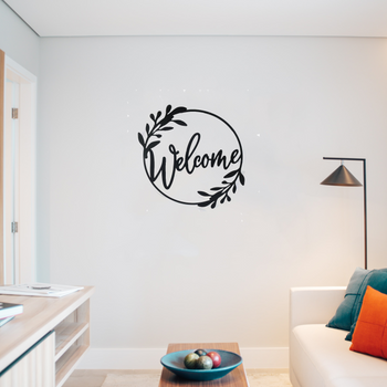 Welcome Floral - Metal Wall Art