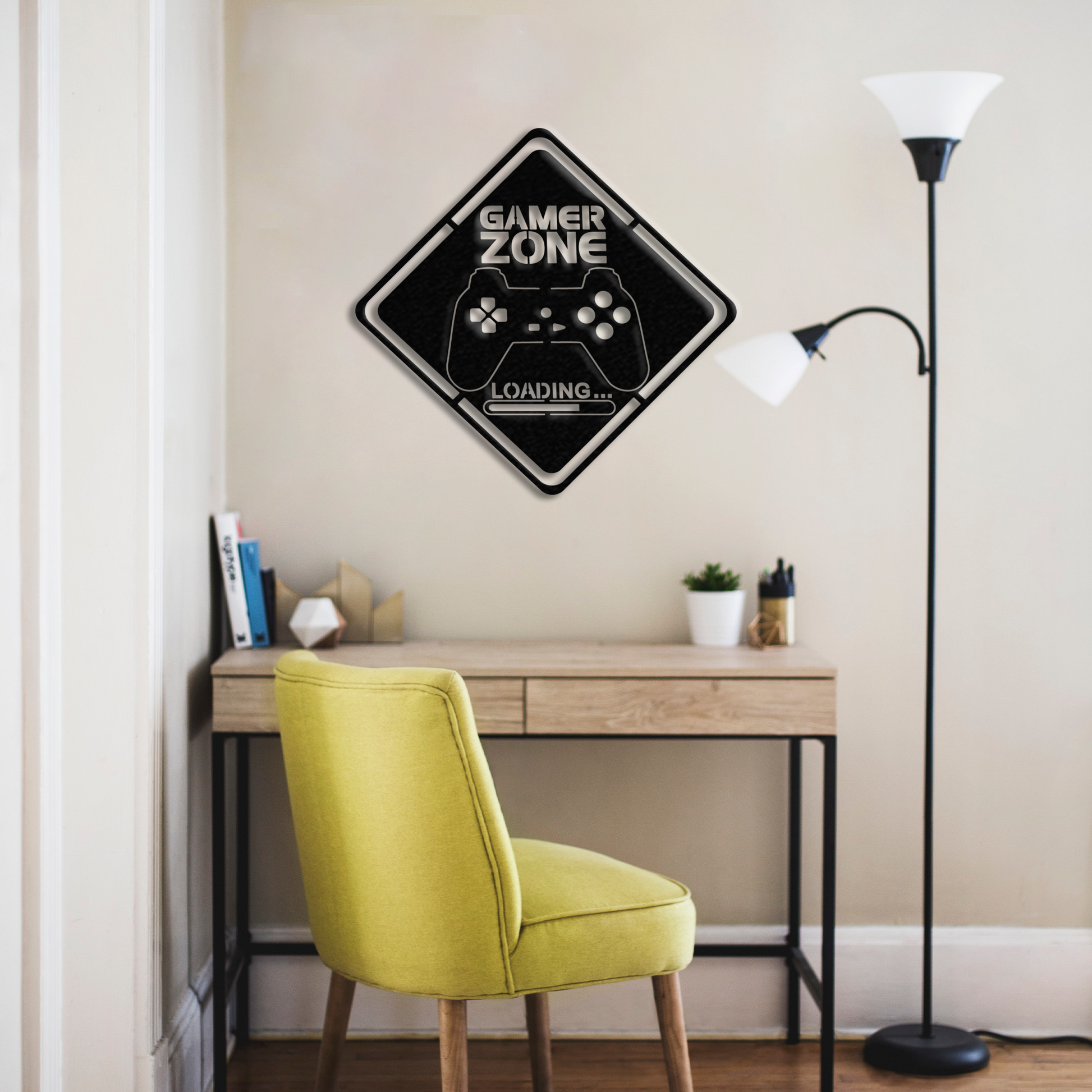 Gamer Zone - Metal Wall Art On Behind Above A Desk - Badger Steel USA