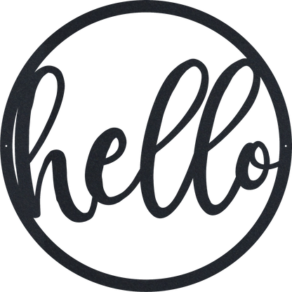 Hello Round Sign - Metal Wall Art