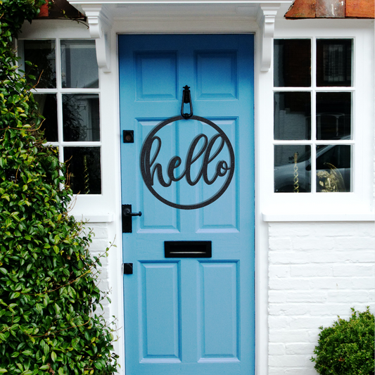 Hello Round Sign - Metal Wall Art