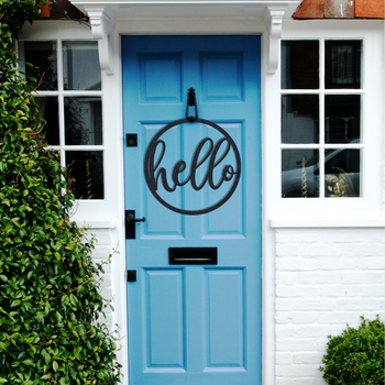 Hello Round Sign - Metal Wall Art