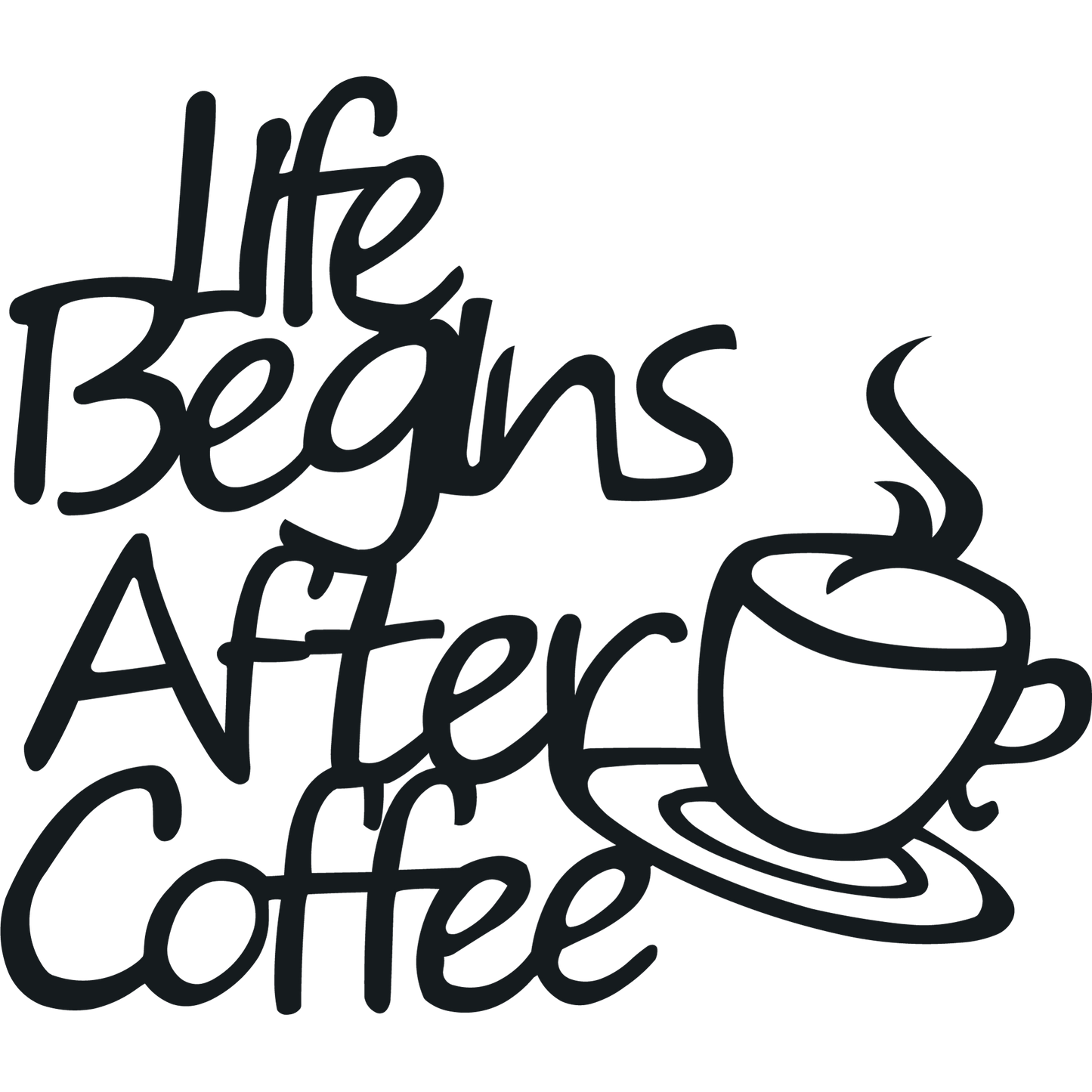 Life Begins After Coffee - Wall Art Sign Black - Badger Steel USA