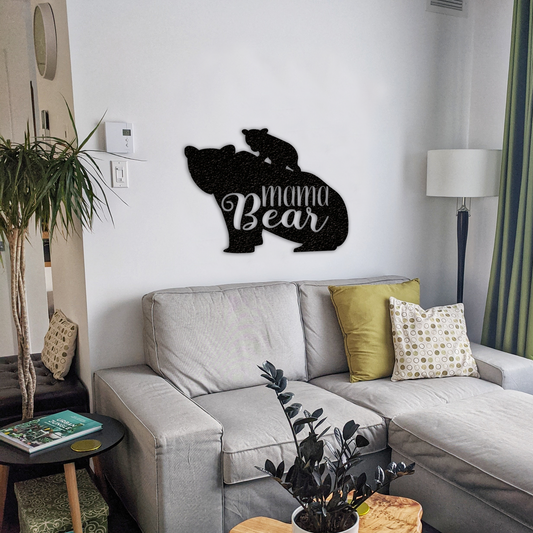 Mama Bear with Cub - Metal Wall Art