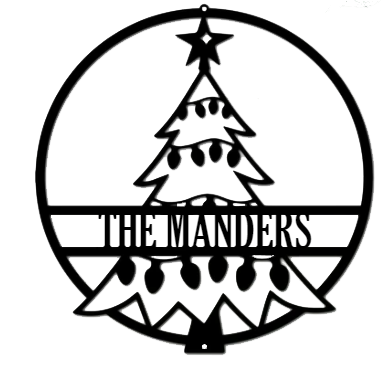Christmas Tree Monogram - Metal Wall Art
