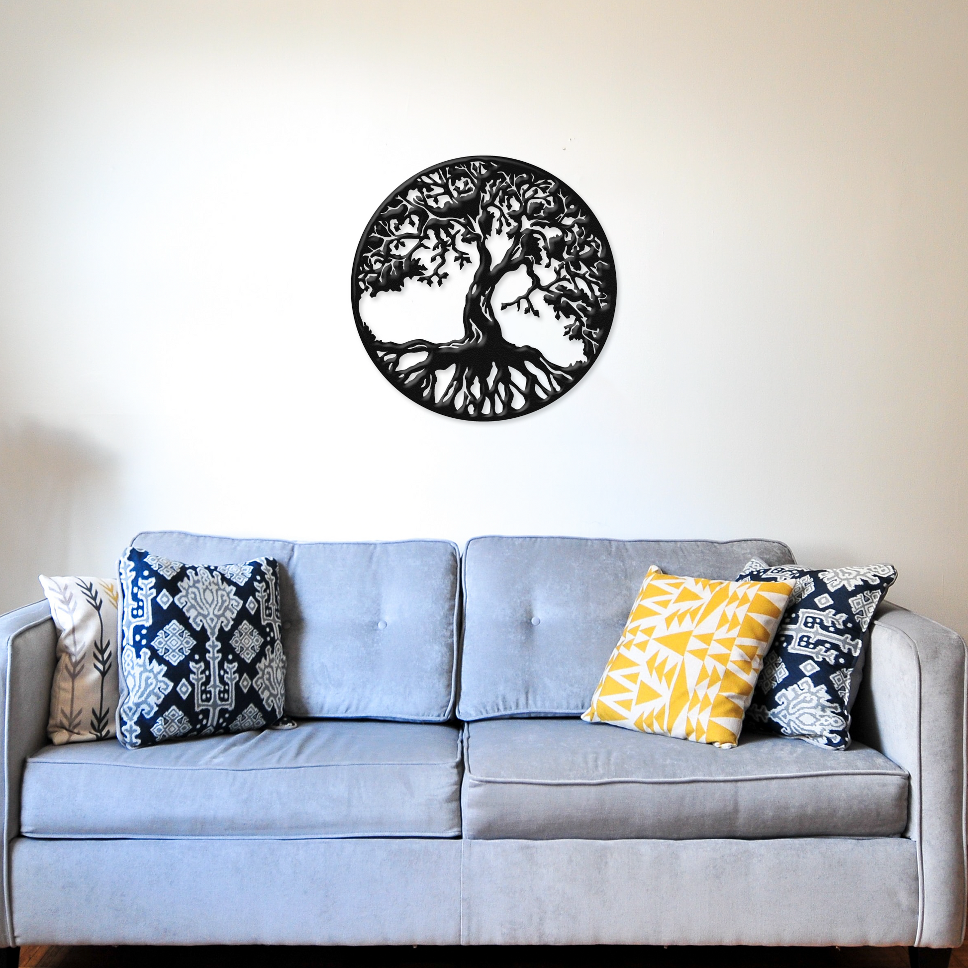 Tree Of Life Above a Blue Couch Badger Steel USA