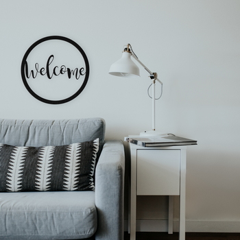 Welcome Round Sign - Metal Wall Art In Livingroom - Badger Steel USA