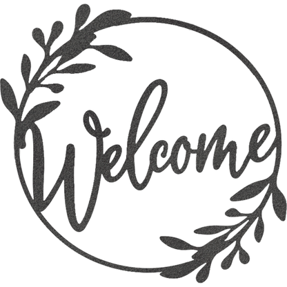 Welcome Floral - Metal Wall Art