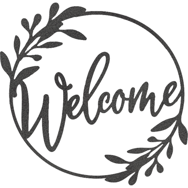 Welcome Floral - Metal Wall Art