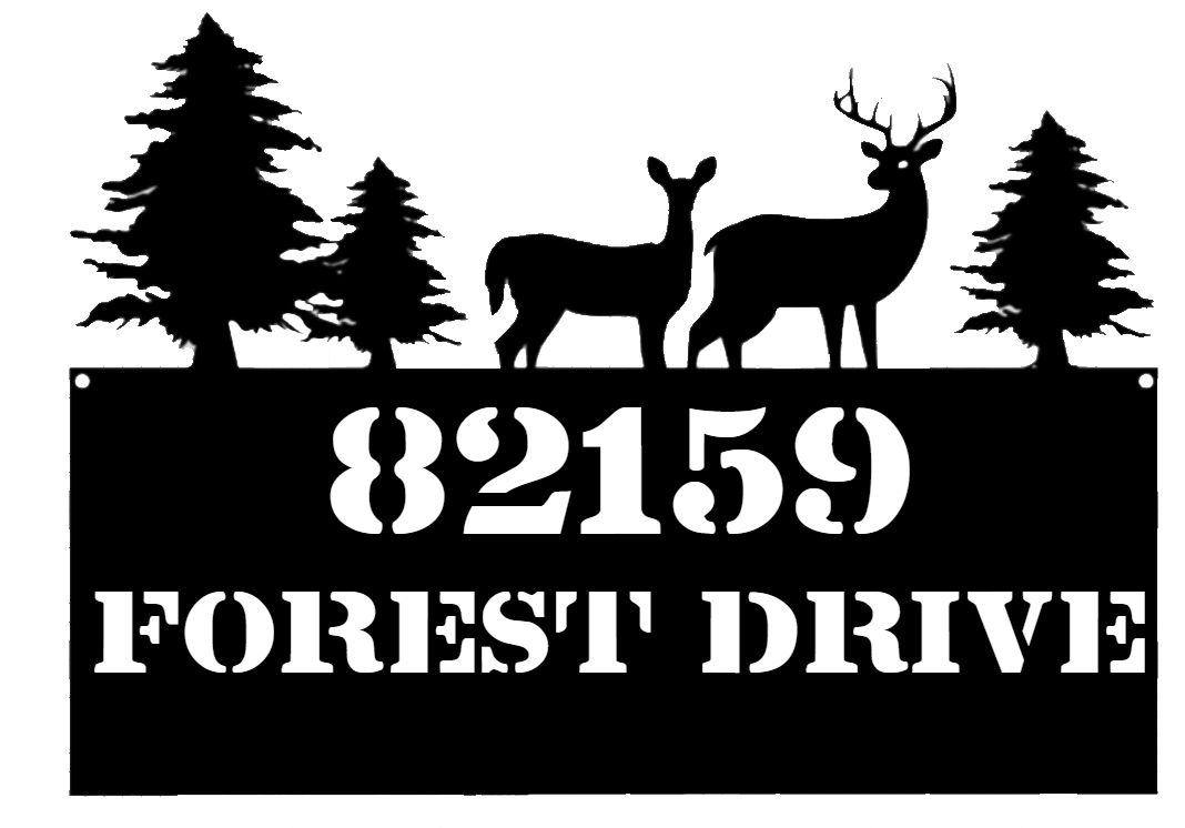 Custom Deer House Number Address Sign – Metal Name Plate Outdoor, Personalized Wall Art For Home