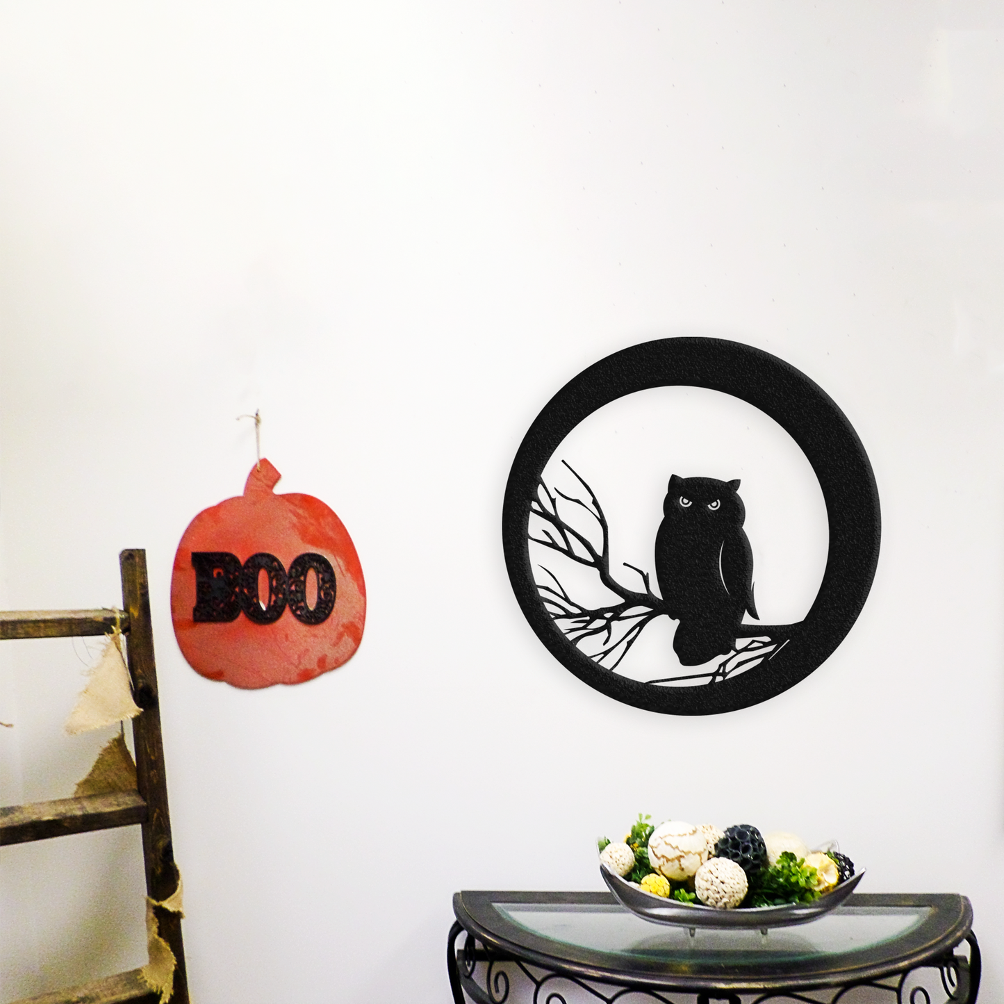 Halloween Owl - Metal Wall Art - Created Back Ground - Badger Steel Usa