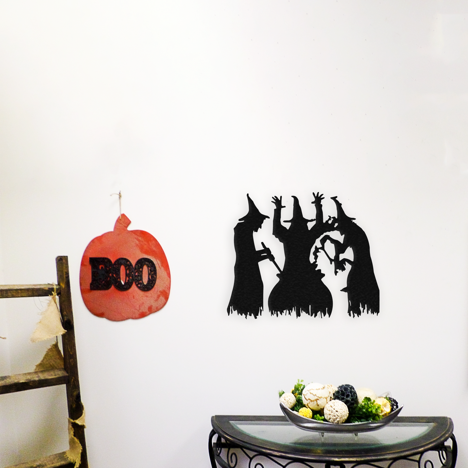 Halloween Three Witches - Metal Wall Art - Created Back Ground - Badger Steel Usa