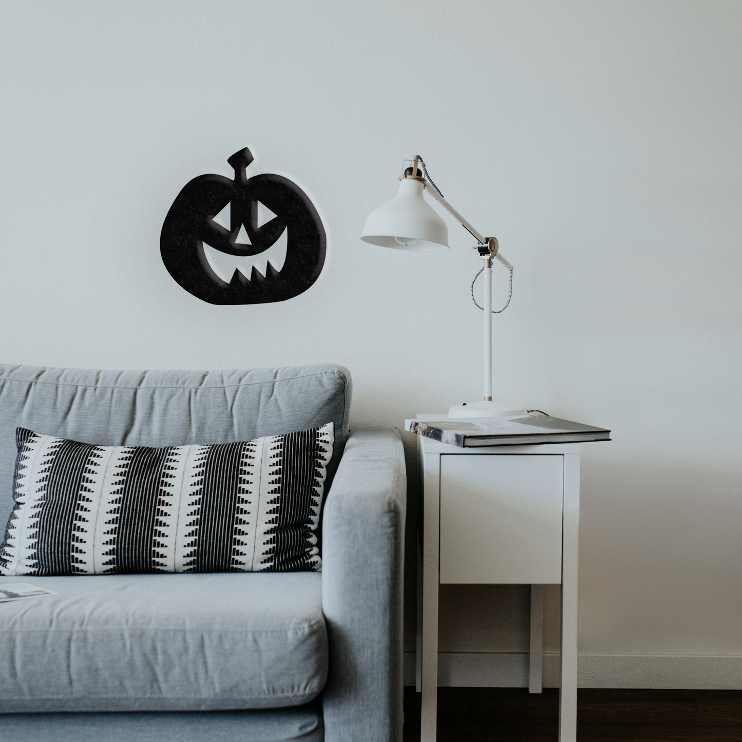 Happy Pumpkin - Metal Wall Art - With Background - Badger Steel Usa