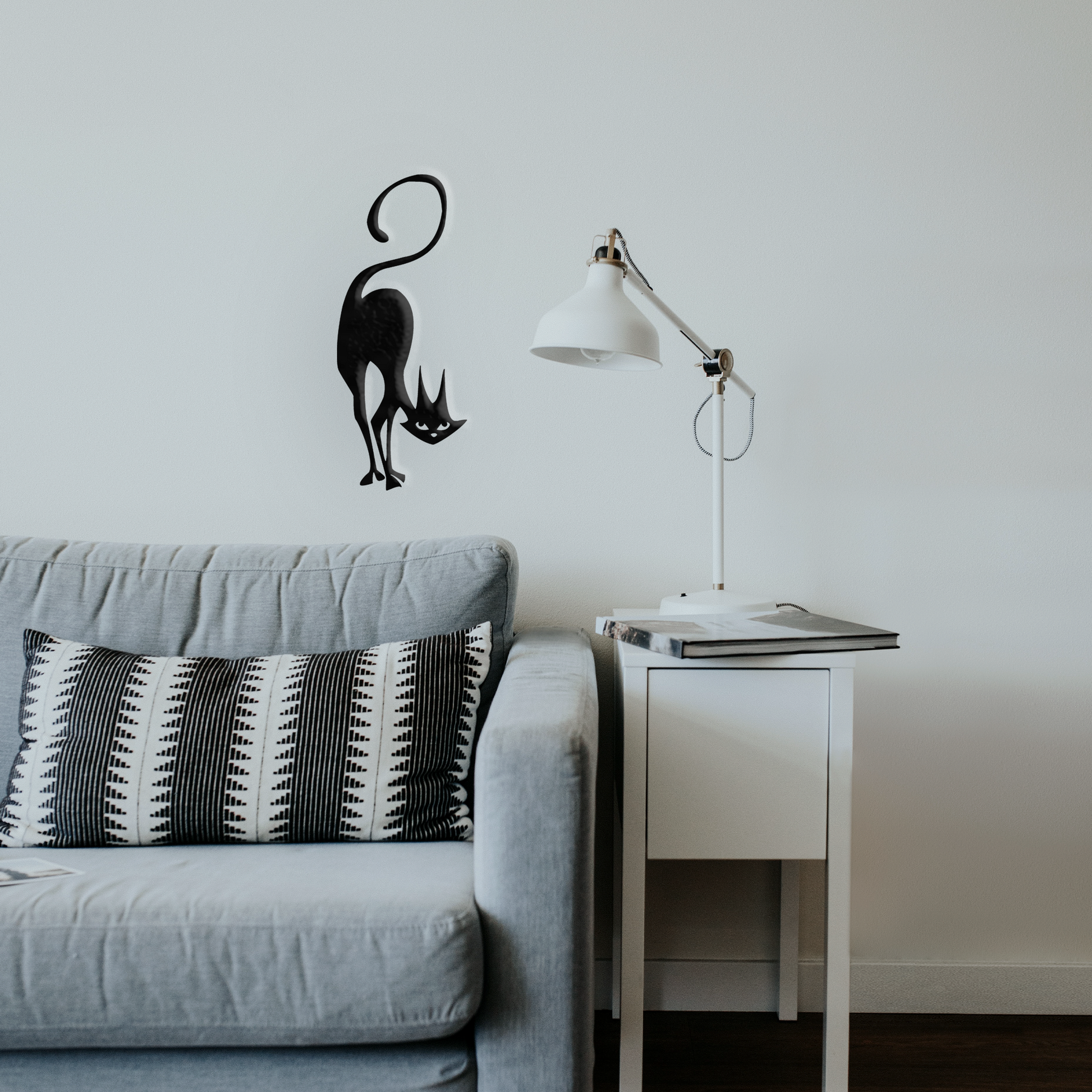 Mischievous Cat - Metal Wall Art - With Background - Badger Steel Usa