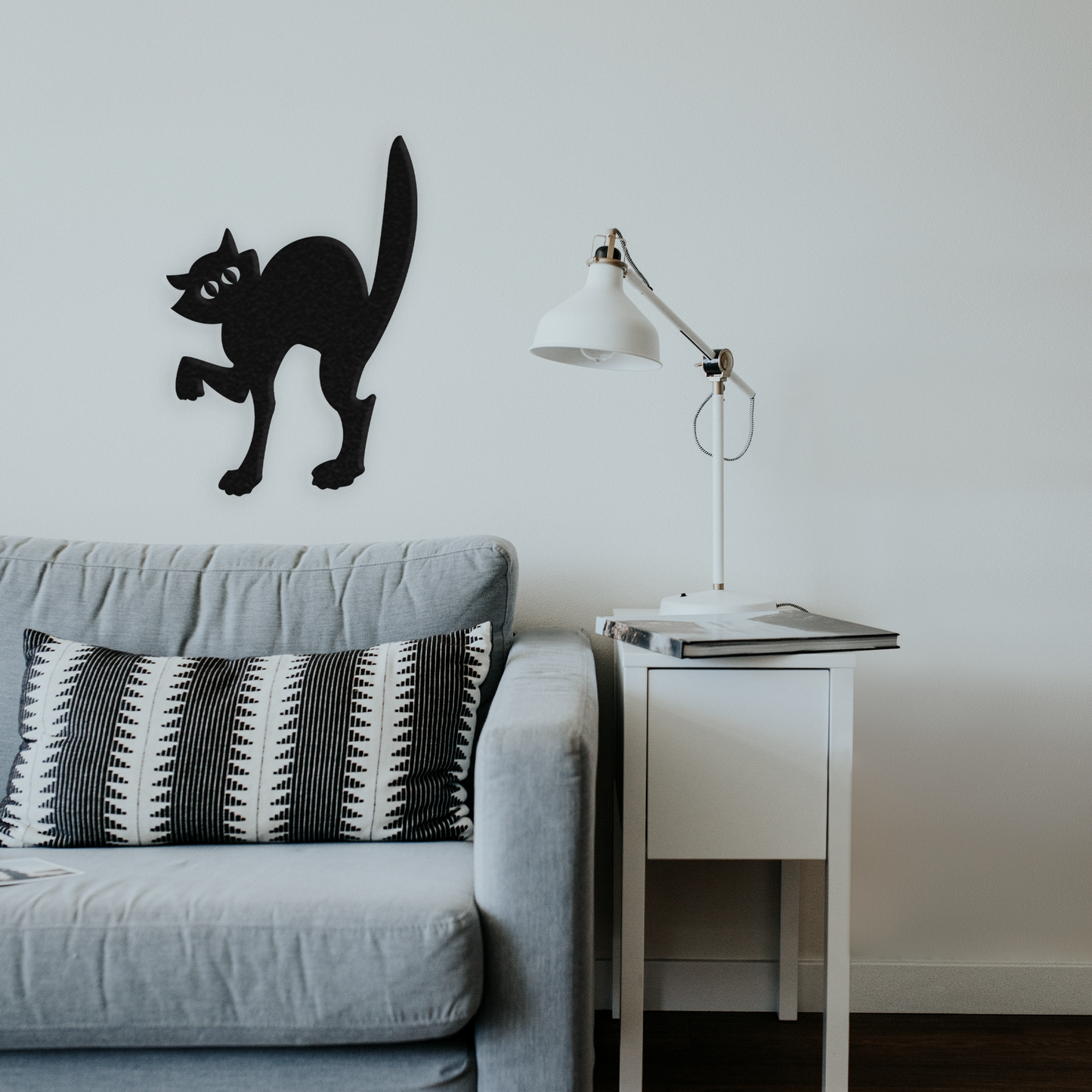 Sneaky Cat- Metal Wall Art - With Background - Badger Steel Usa